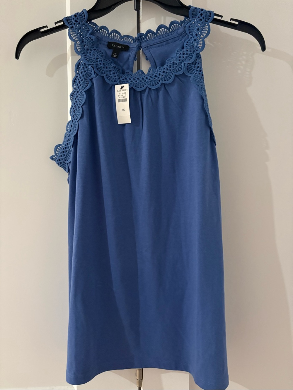 Talbots Royal Blue Lace-Trim Sleeveless Top